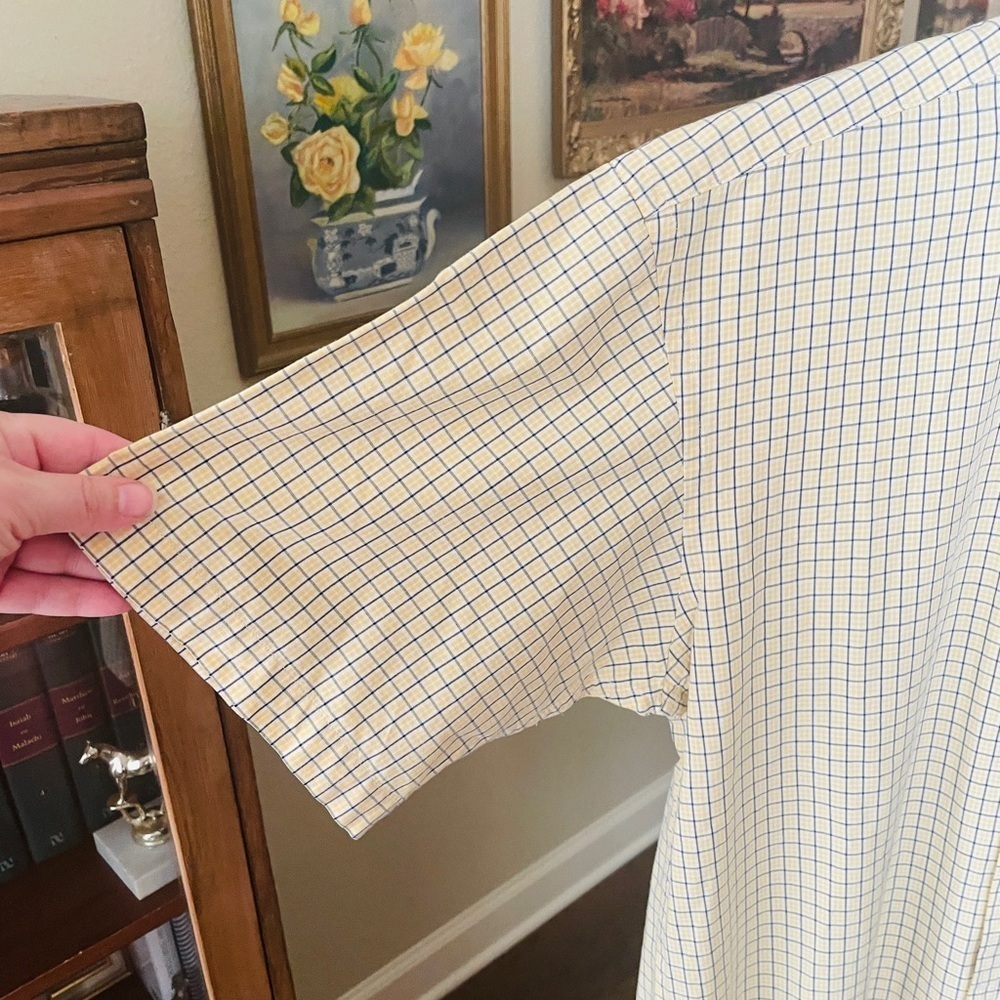 Ralph Lauren boys short sleeve cotton plaid button shirt XL yellow blue Easter - Picture 6 of 8